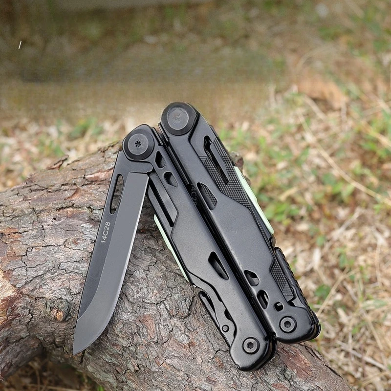 Pince Multifonction Tactique Noire 11cm avec Kit d'Embouts
