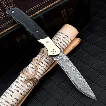 Outil Pliant en Acier Damas et Micarta 19.9cm