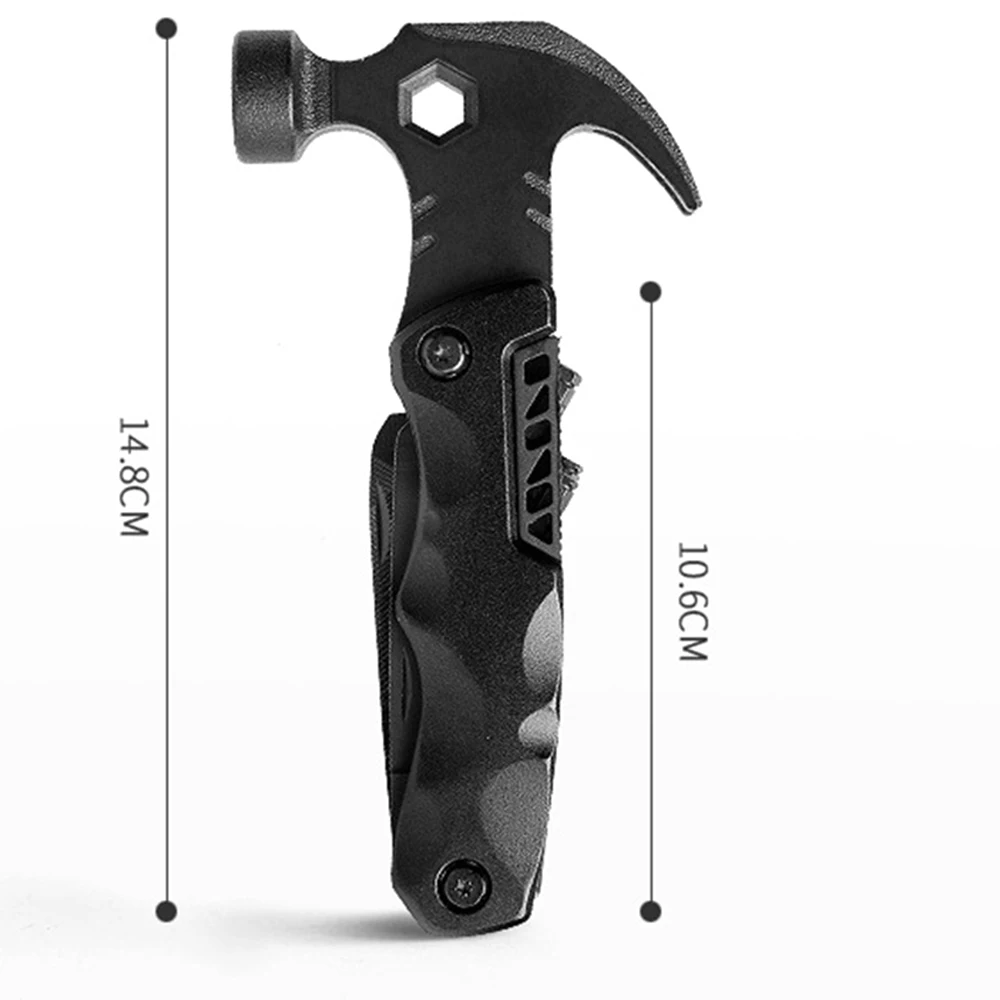 Marteau Multifonction de Camping 18-en-1 Noir 14cm – Image 2