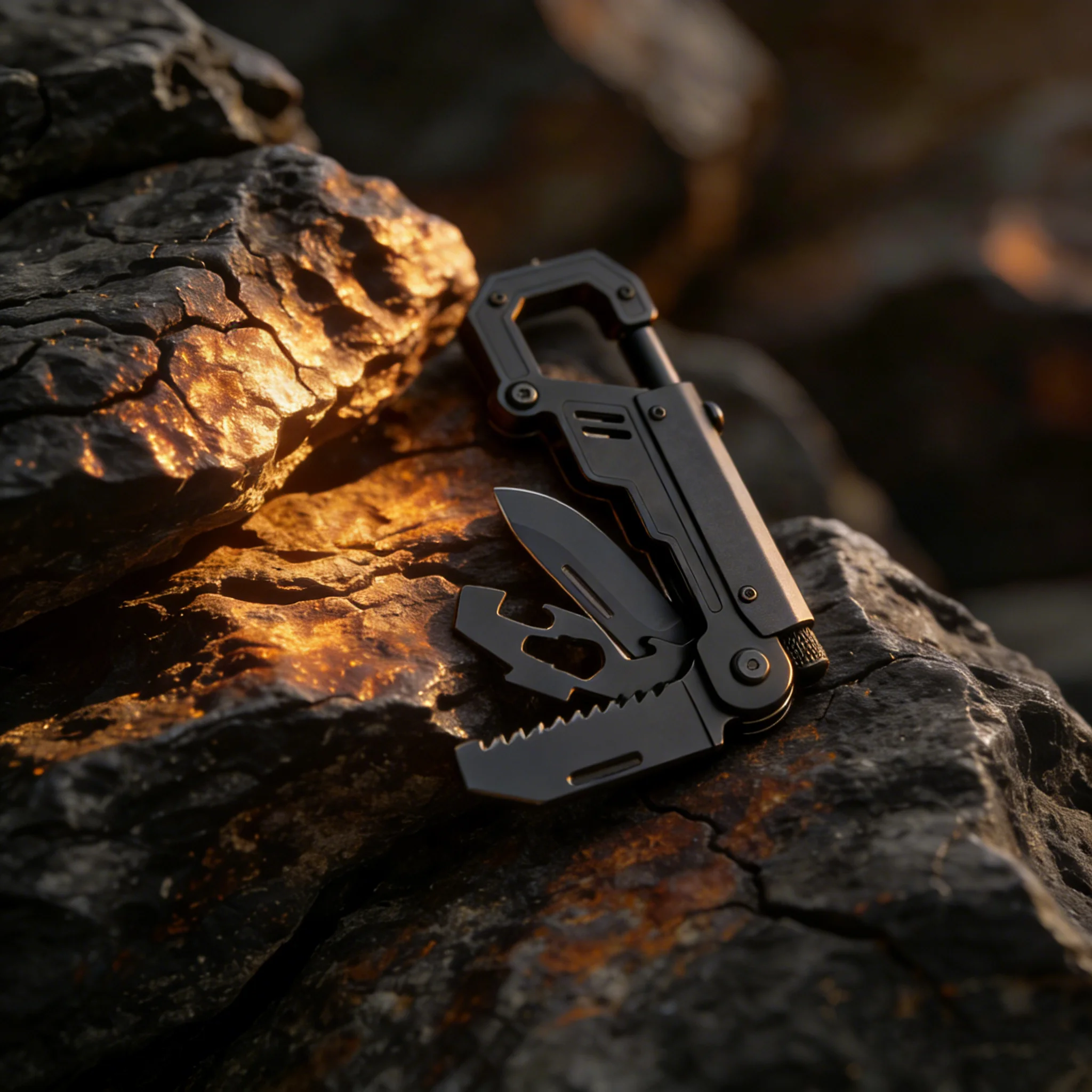 Mousqueton outil multifonction edc noir