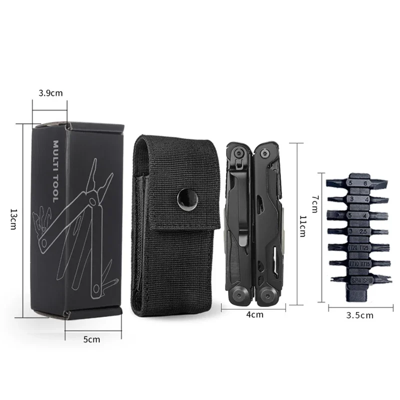 Pince Multifonction Tactique Noire 11cm avec Kit d'Embouts – Image 5