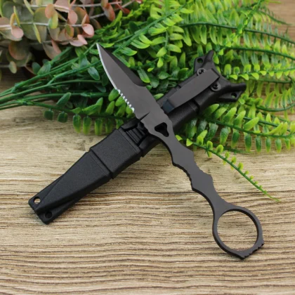 Outil Fixe Tactique 440C Noir Anneau 17cm