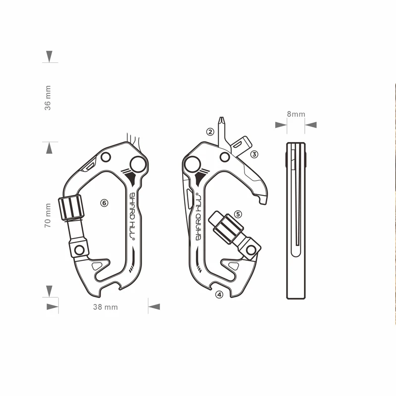 Mousqueton Couteau Multifonction EDC LETGOS en Acier Damas – Image 6