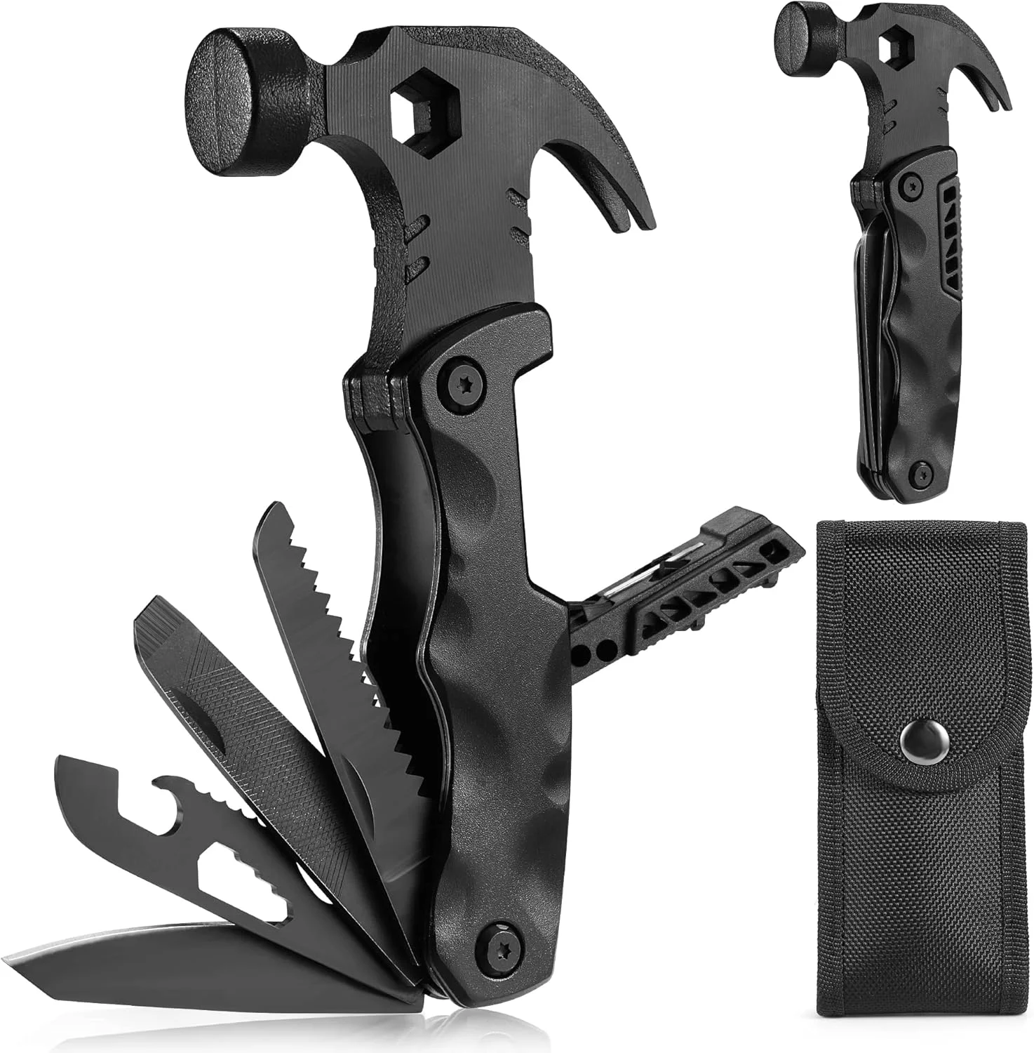 Marteau Multifonction de Camping 18-en-1 Noir 14cm – Image 7