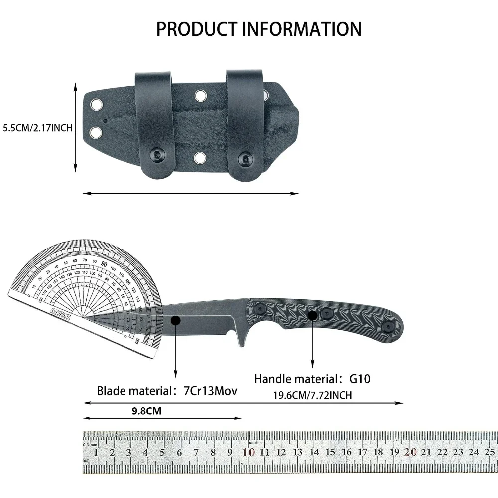Outil Fixe Tactique G10 Noir 19cm – Image 12