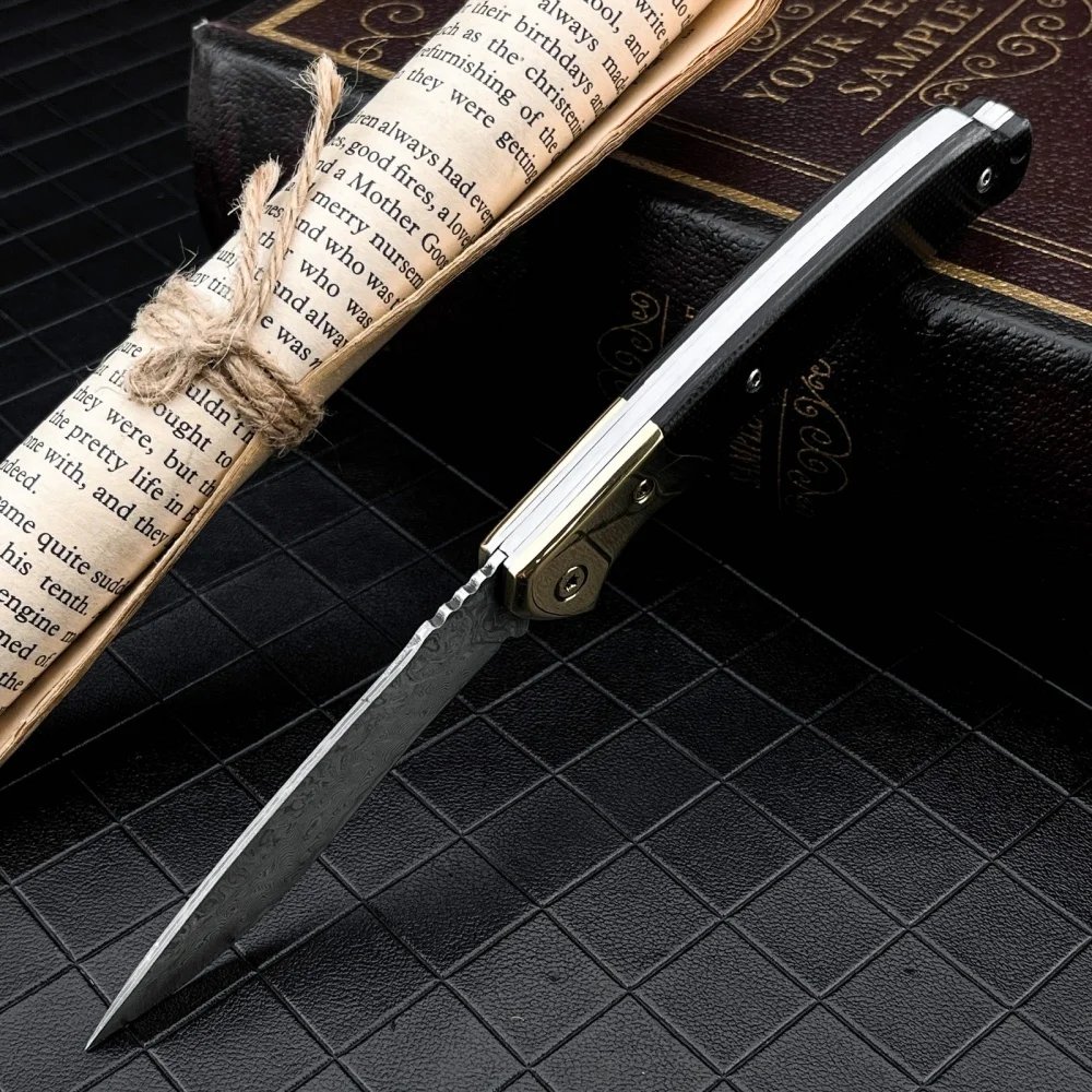 Outil Pliant en Acier Damas et Micarta 19.9cm – Image 3