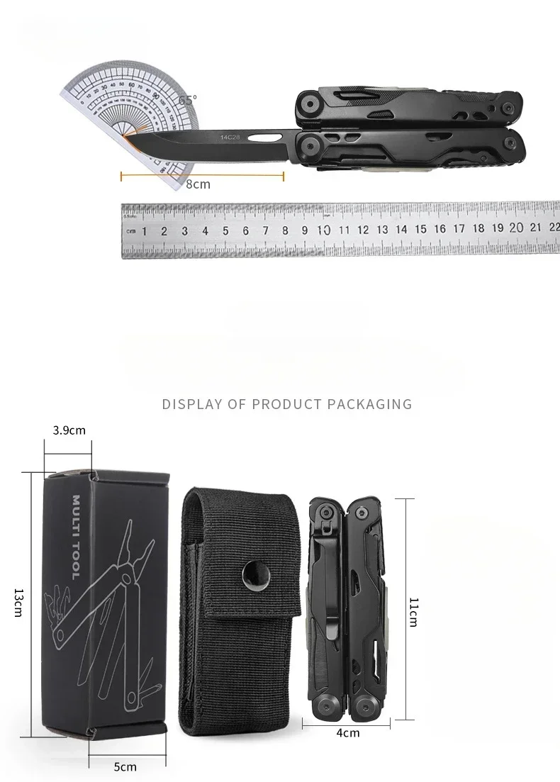 Pince Multifonction Tactique Noire 11cm avec Kit d'Embouts – Image 6
