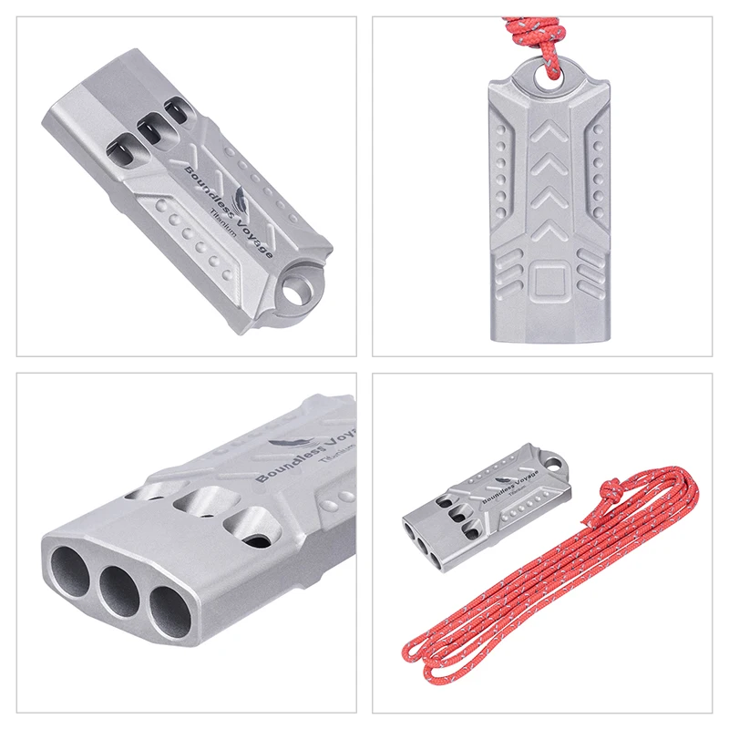 Sifflet de sécurité plein air trois tubes en titane – Image 8
