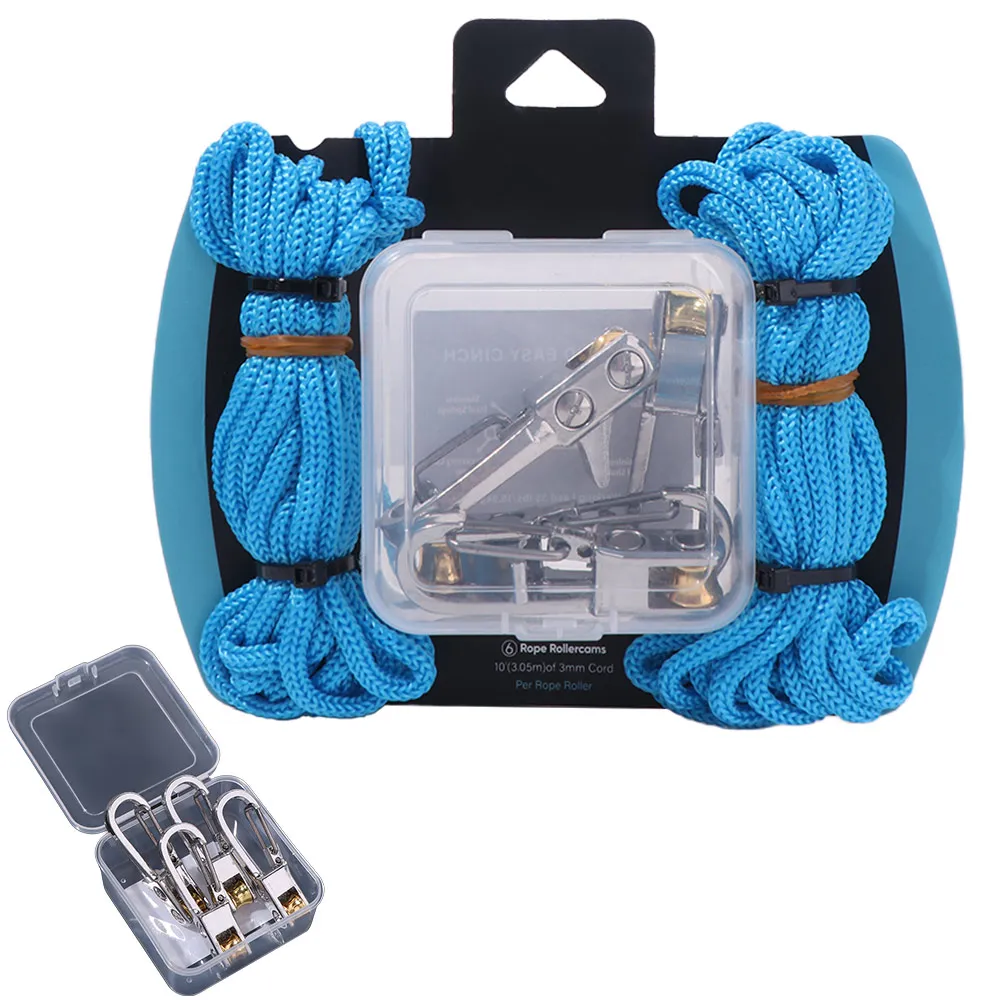 Kit tendeur à poulie et corde de camping bleu – Image 3